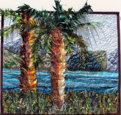 Kinneret made from snippets of fabric Kinneret Sea of Galilee in Fiber