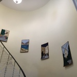 Quilts on a spiral staircase