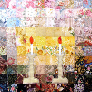 Shabbat candles watercolor challah cover