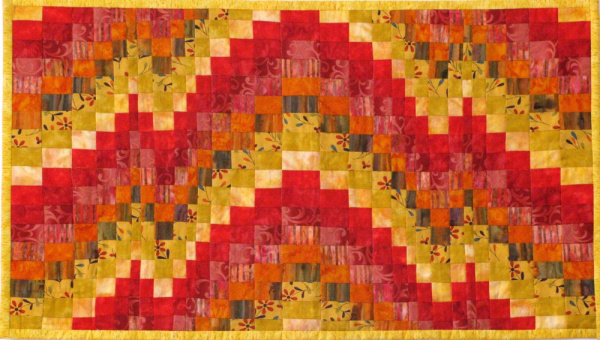Reds and Yellows Bargello Quilted Coffee Table Runner