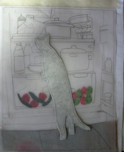 cat in fridge tracing