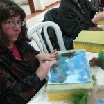 Laurie is needle felting