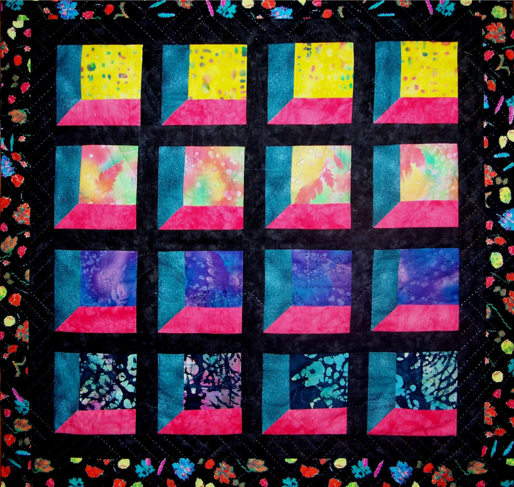 Attic Windows at Sunset art quilt