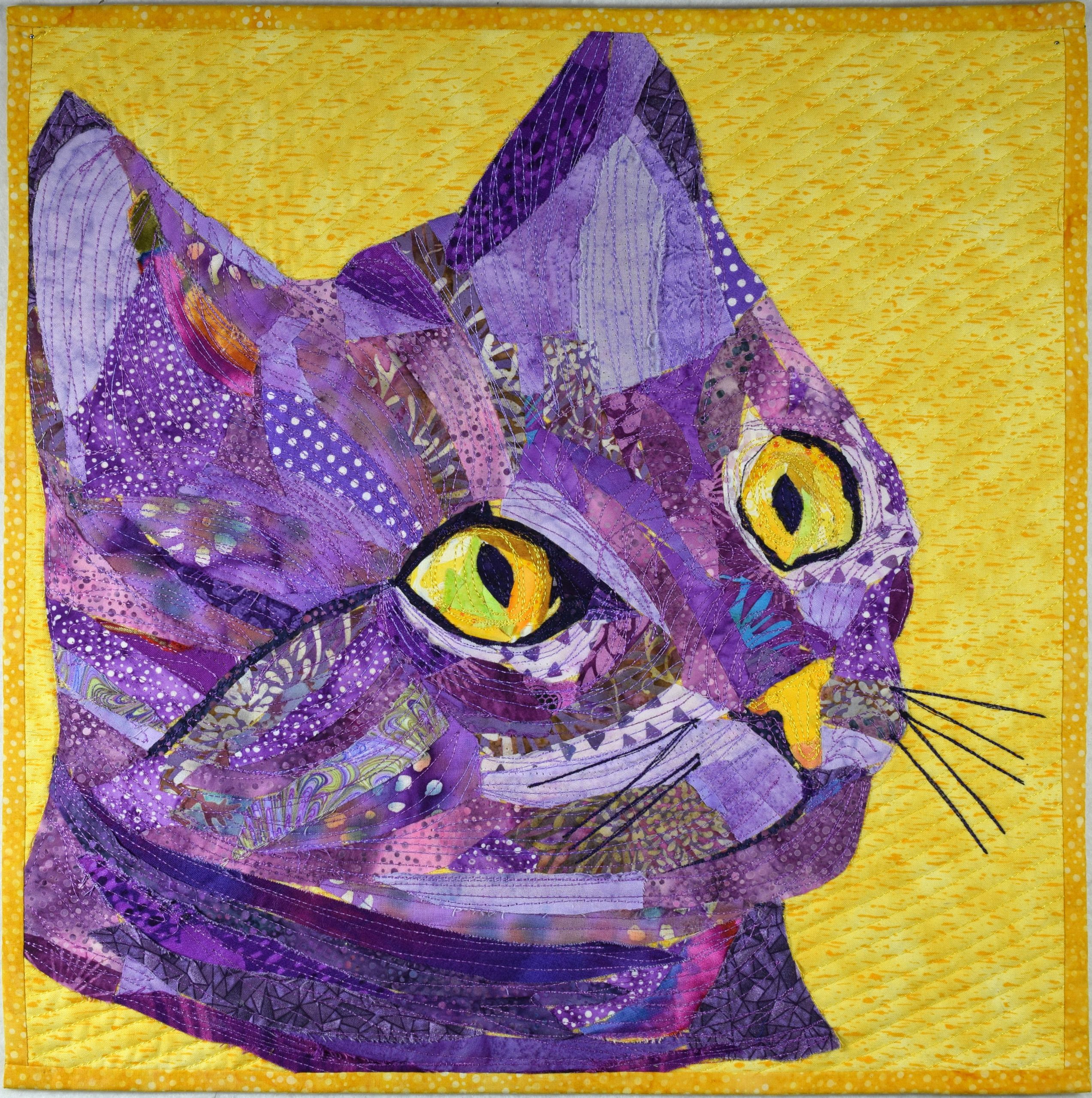 complementary-colors-cat-cindyrquilts-textile-art