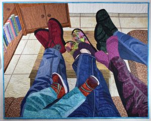 Put Up Your Feet and Take It Easy fabric art