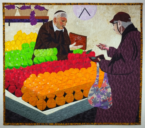 Rainbow of Colors at the Jerusalem Market fabric art