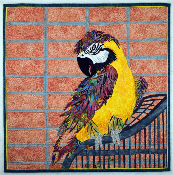 Talkative Parrot fabric art