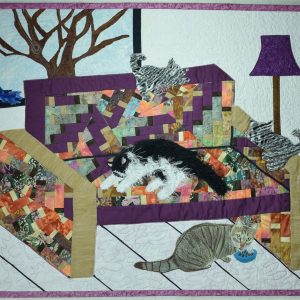 Couch of Cats fabric art