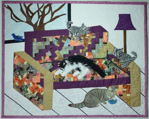Couch of Cats fabric art