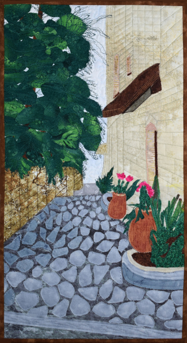 Alleyway in Safed fabric art