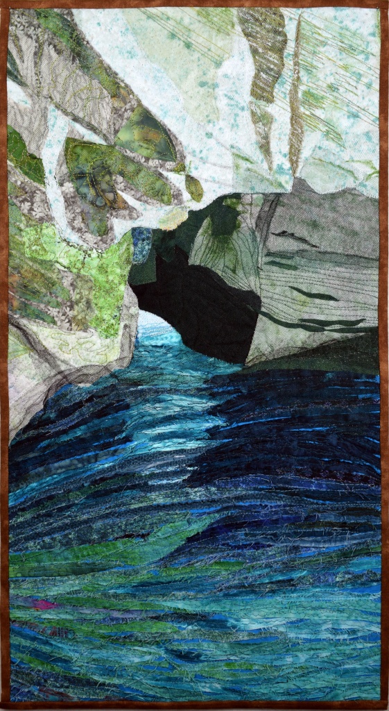 Grotto at Rosh Hanikra art quilt