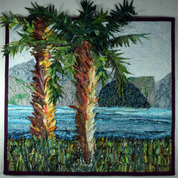 Palms at the Kinneret fabric art