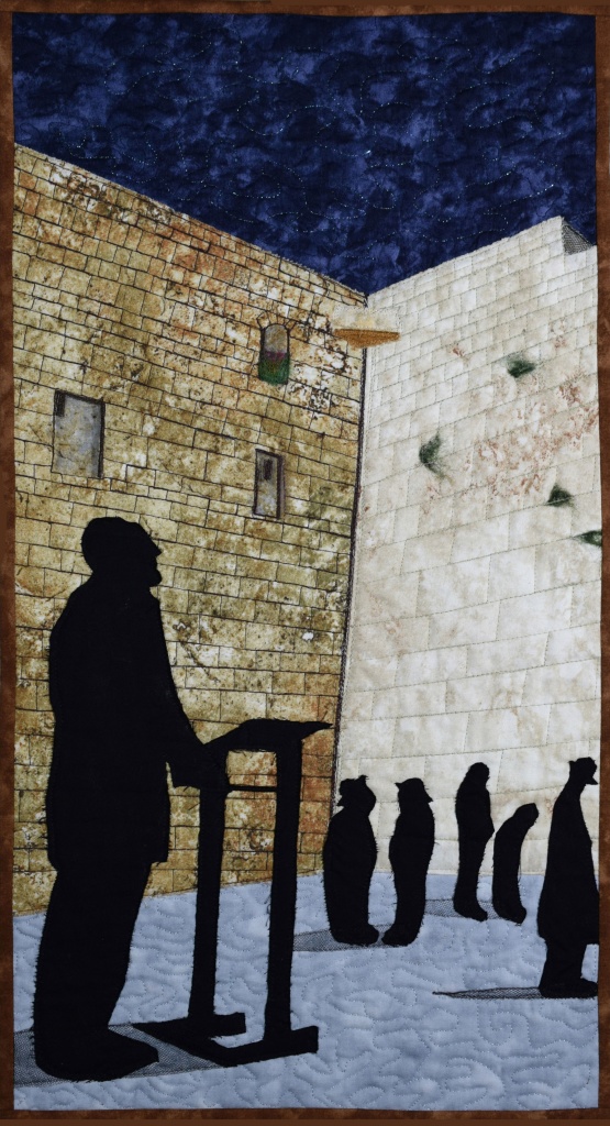 Praying at the Western Wall fabric art