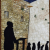 Praying at the Western Wall fabric art
