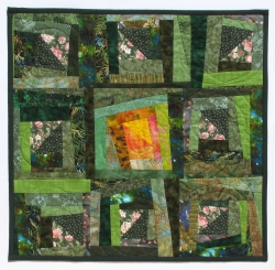 Green Meadow at Sunrise art quilt